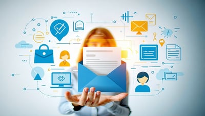 Newsletter signup illustration featuring compliance and technology icons